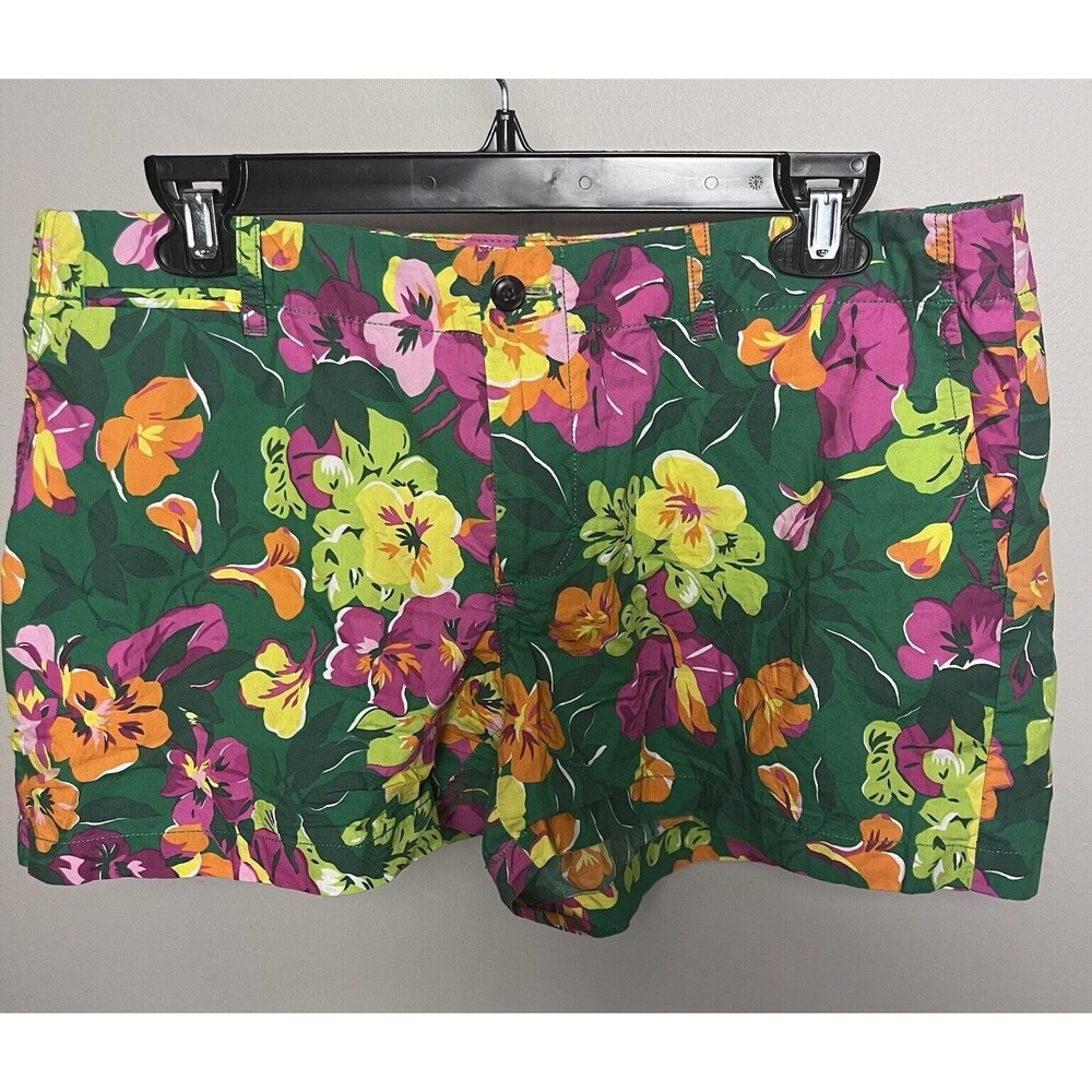 Ralph Lauren Sport Cotton Green with Floral Print Shorts Size 10 b26